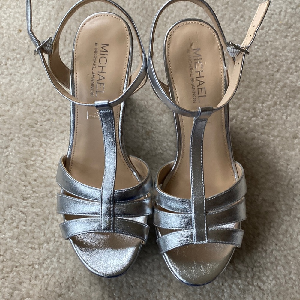 Michael by Michael Shannon silver wedges.